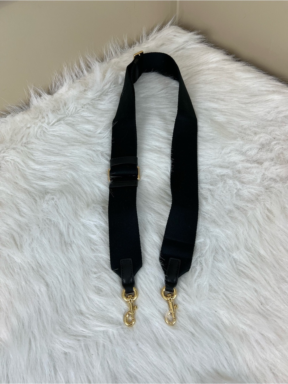 New Marc Jacobs Adjustable Black Crossbody Strap with gold Hardware